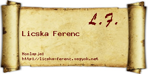 Licska Ferenc névjegykártya